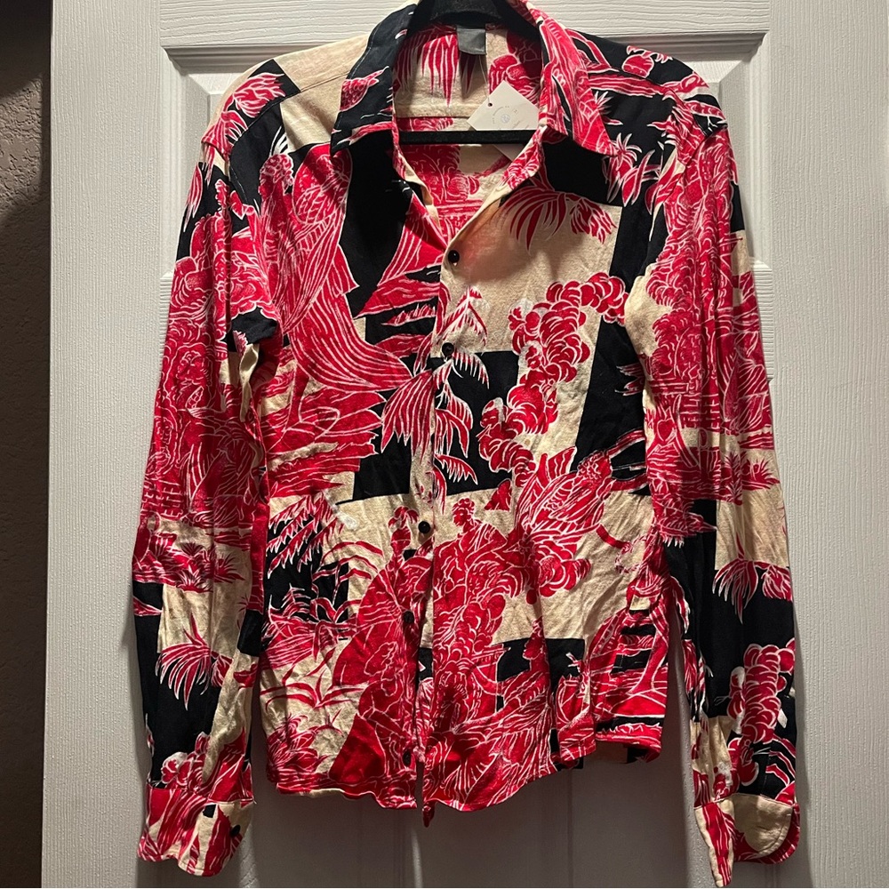 Custo Barcelona Red Scenery Button Down Shirt❤️